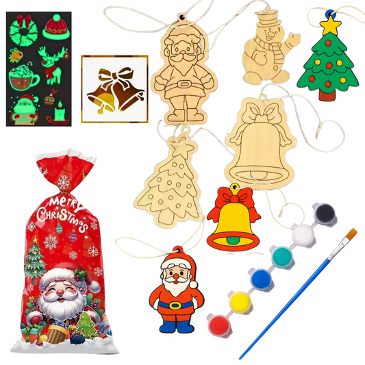 Zestaw prezentowy świąteczny na mikołajki do malowania farby szablony worek