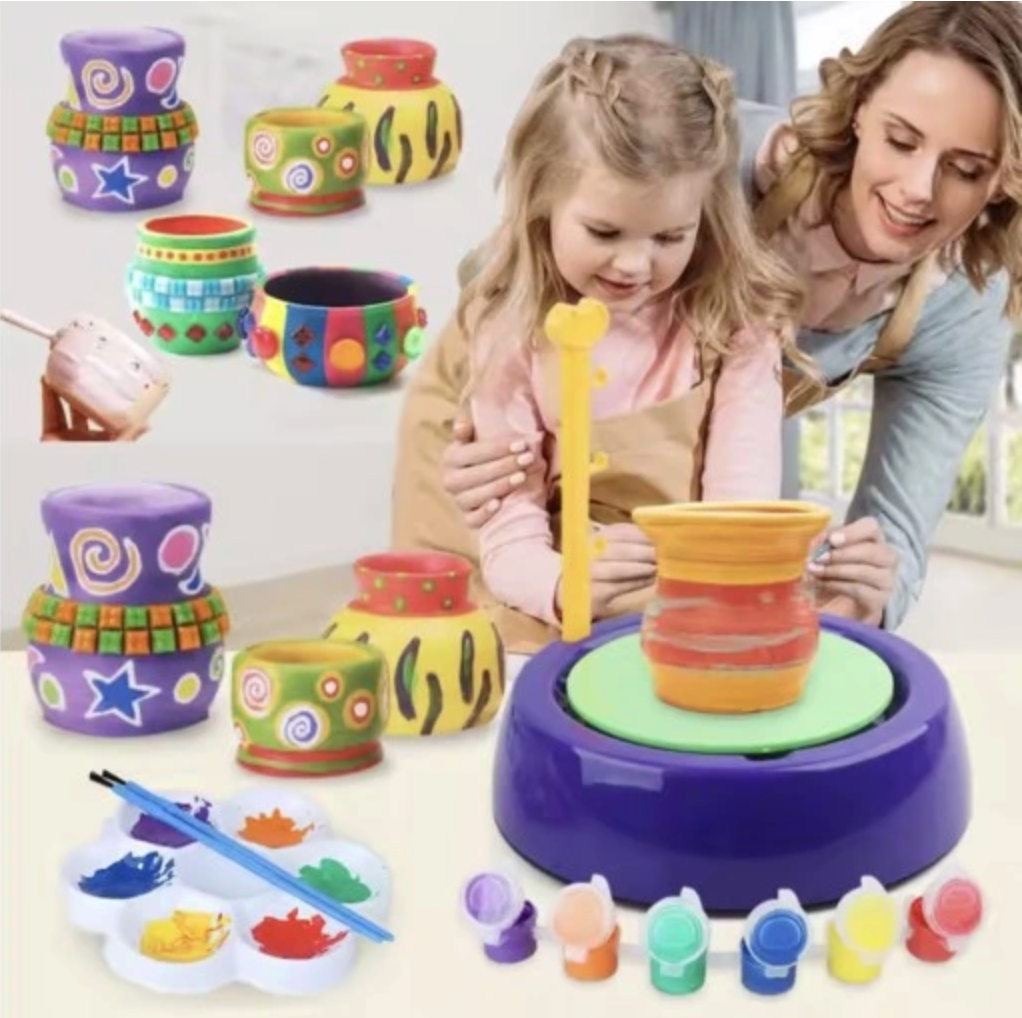 Zestaw Plastyczny DIY Koło Garncarskie Glina Farby