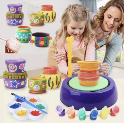 Zestaw Plastyczny DIY Koło Garncarskie Glina Farby