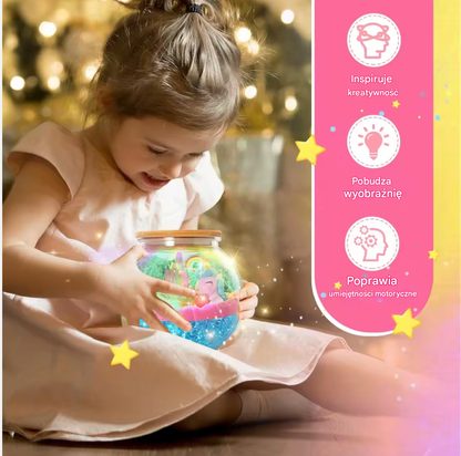 Zestaw kreatywny jednorożce terrarium lampka led pilot piasek kinetyczny