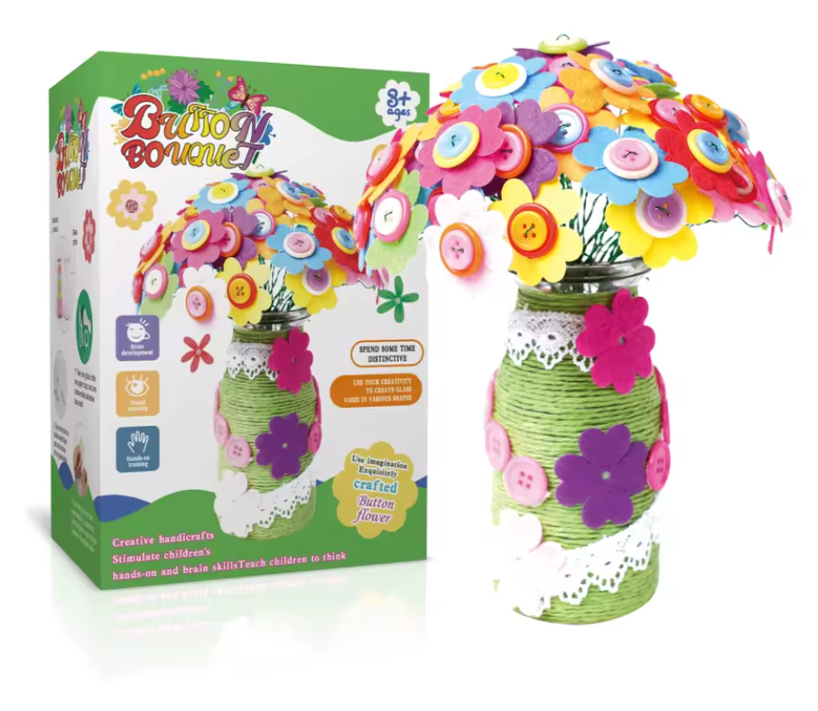 🌸 Zestaw kreatywny – Bukiet Kwiatów z guzików