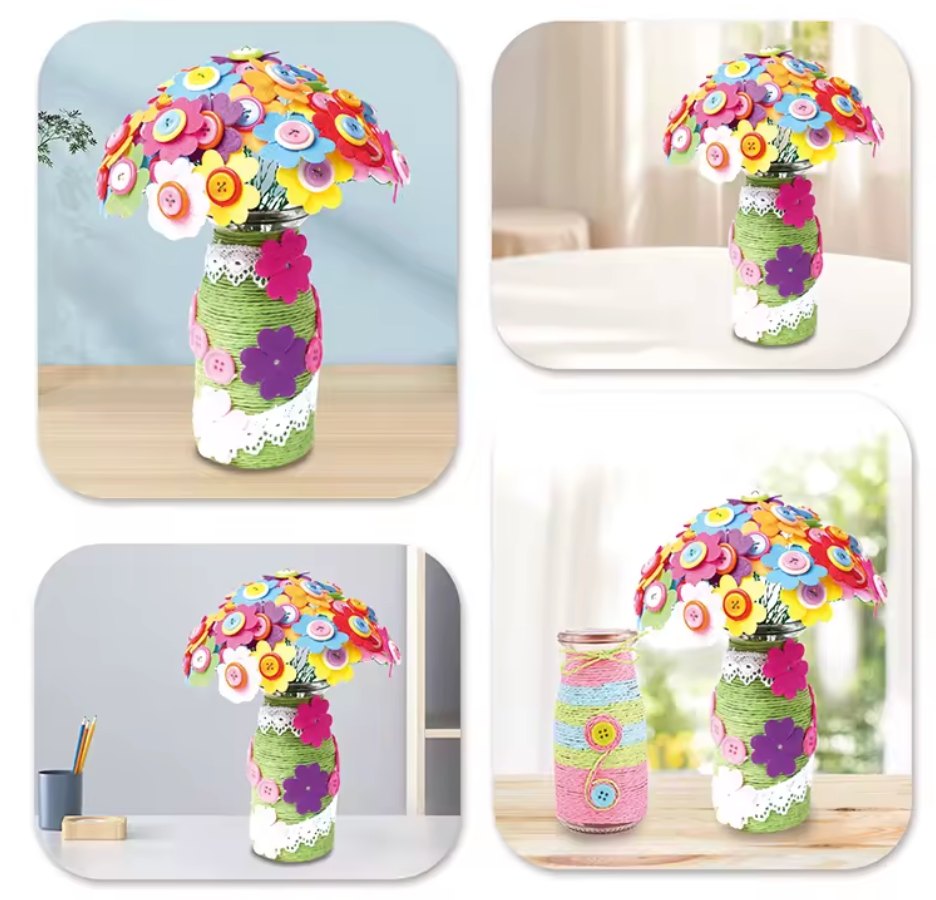 🌸 Zestaw kreatywny – Bukiet Kwiatów z guzików