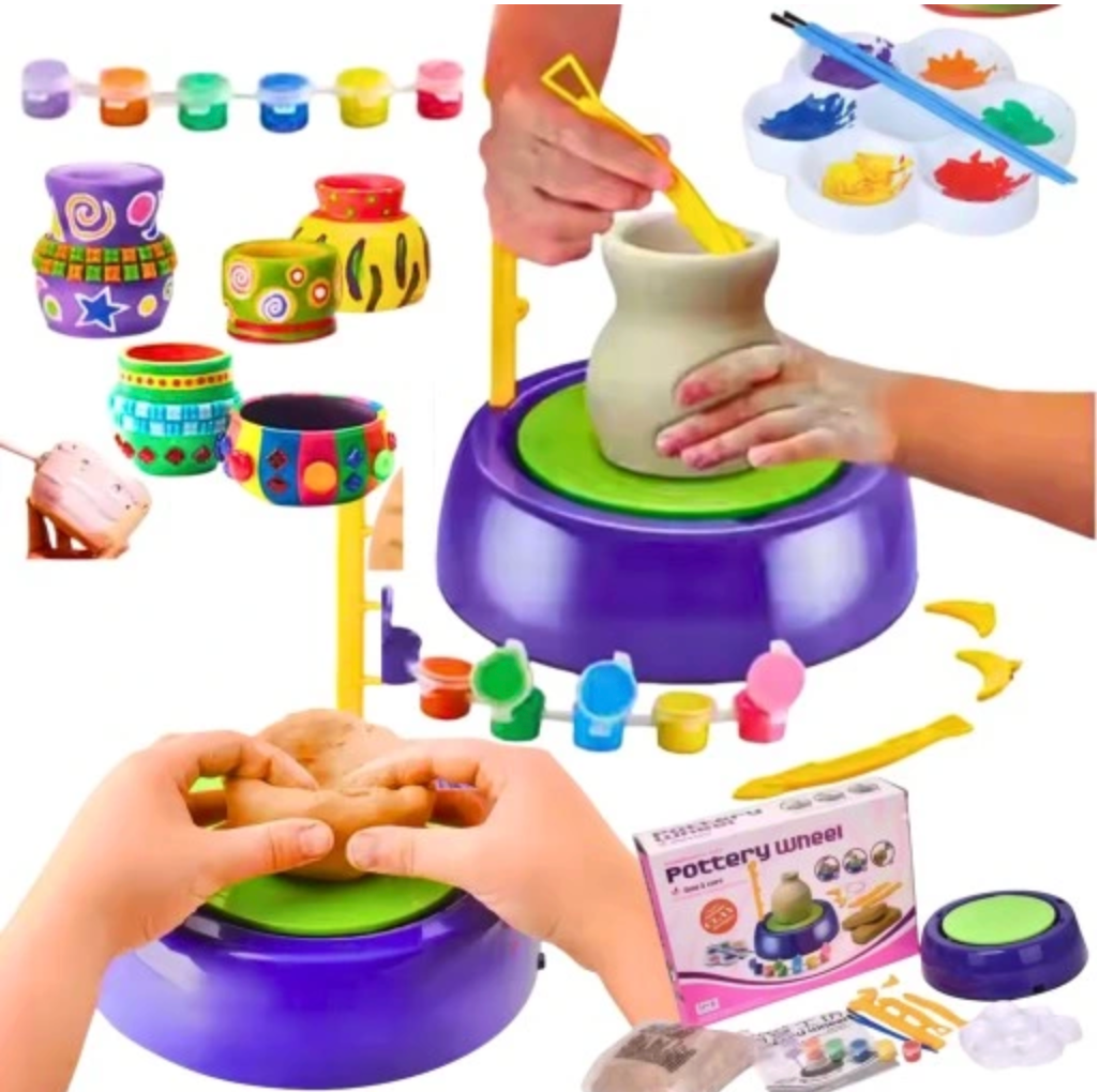 Zestaw Plastyczny DIY Koło Garncarskie Glina Farby