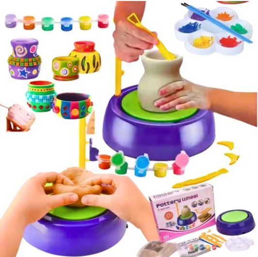 Zestaw Plastyczny DIY Koło Garncarskie Glina Farby